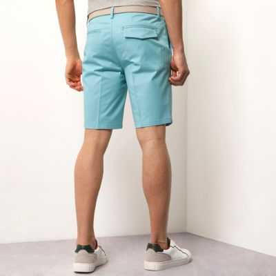 Green belt detail slim fit shorts